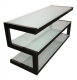 Norstone Esse, Media-Rack in Klavierlackschwarz mit satiniertem Glas Norstone Esse, Media-Rack in Klavierlackschwarz mit satiniertem Glas