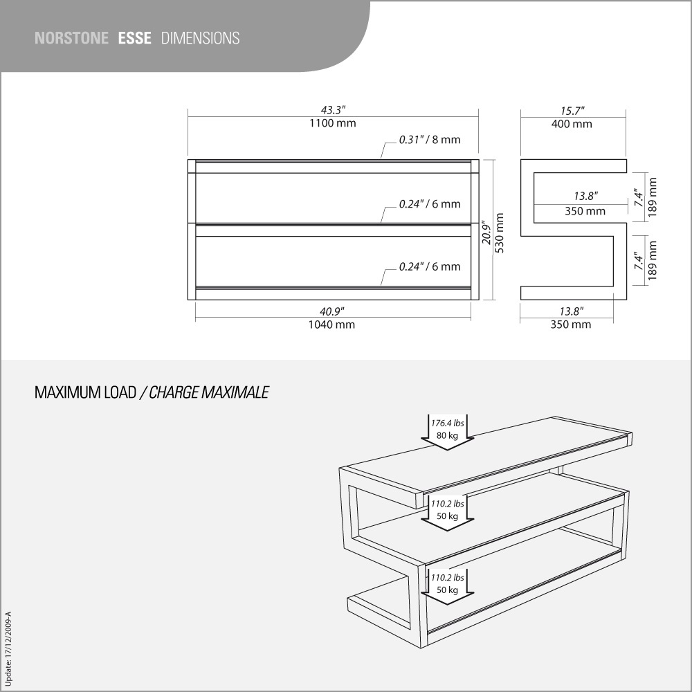 Norstone Esse, Media-Rack in Klavierlackschwarz mit schwarzem Glas