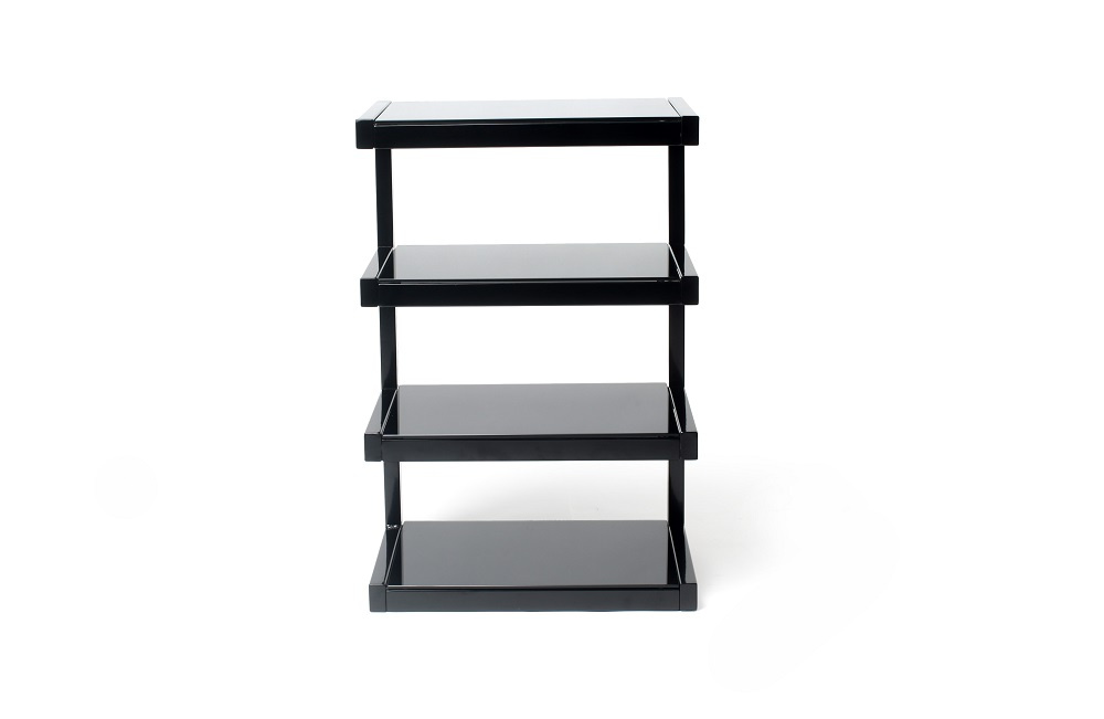 Norstone Esse Hifi, schwarzes Stereo-Rack mit schwarzen Böden
