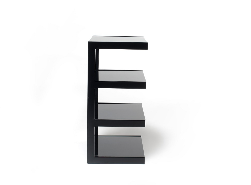 Norstone Esse Hifi, schwarzes Stereo-Rack mit schwarzen Böden