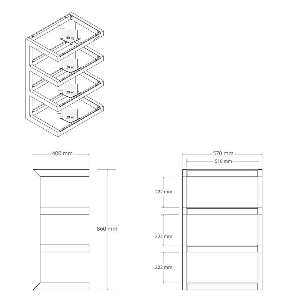 Norstone Esse Hifi, schwarzes Stereo-Rack mit schwarzen Böden