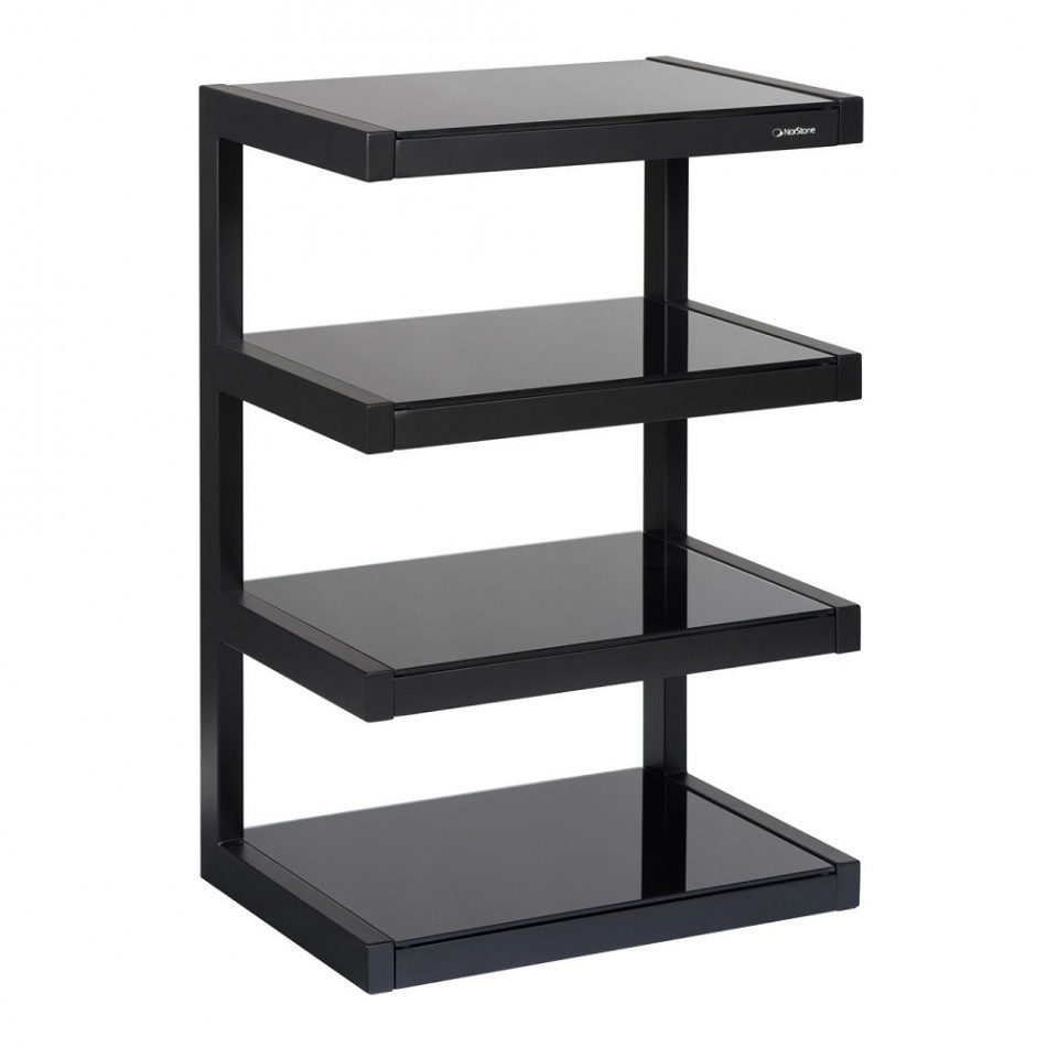 Norstone Esse Hifi, mattschwarzes Stereo-Rack mit schwarzen Böden
