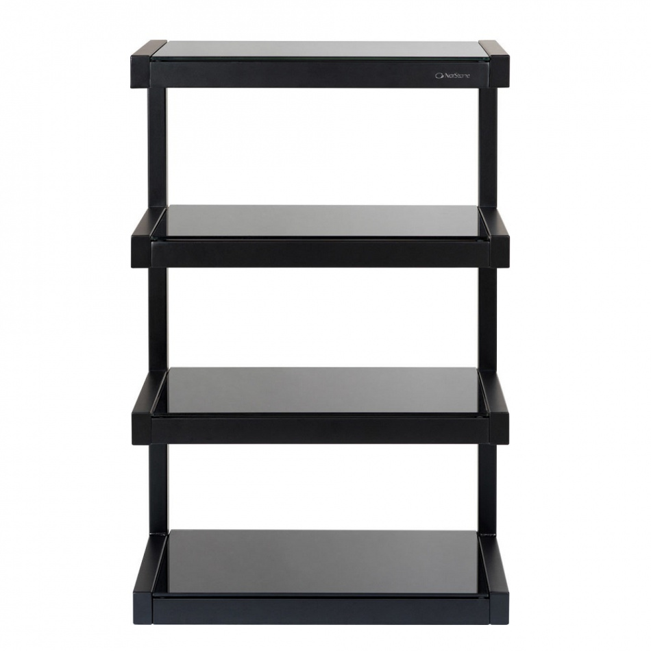 Norstone Esse Hifi, mattschwarzes Stereo-Rack mit schwarzen Böden