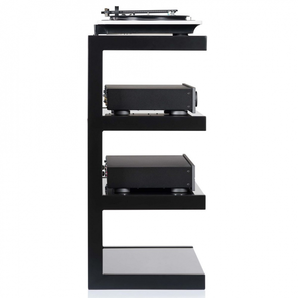 Norstone Esse Hifi, mattschwarzes Stereo-Rack mit schwarzen Böden