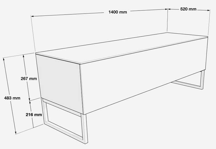 Norstone Khalm 140, TV-/Media-Rack in Klavierweiß