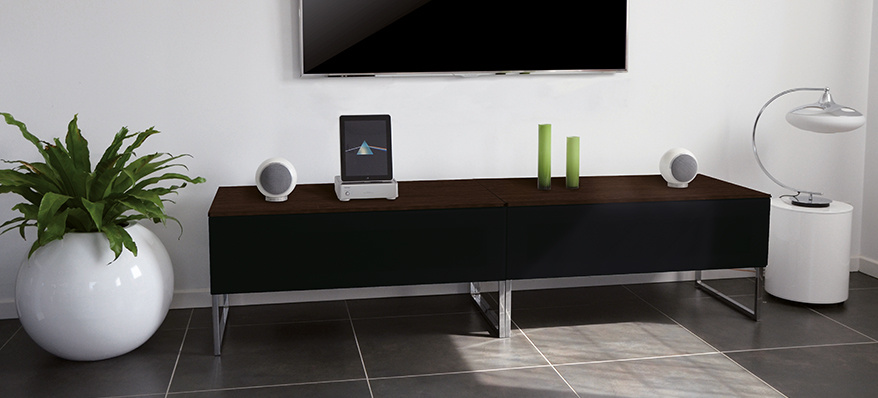 Norstone Khalm, TV-/Media-Rack mit echtem Walnussfurnier