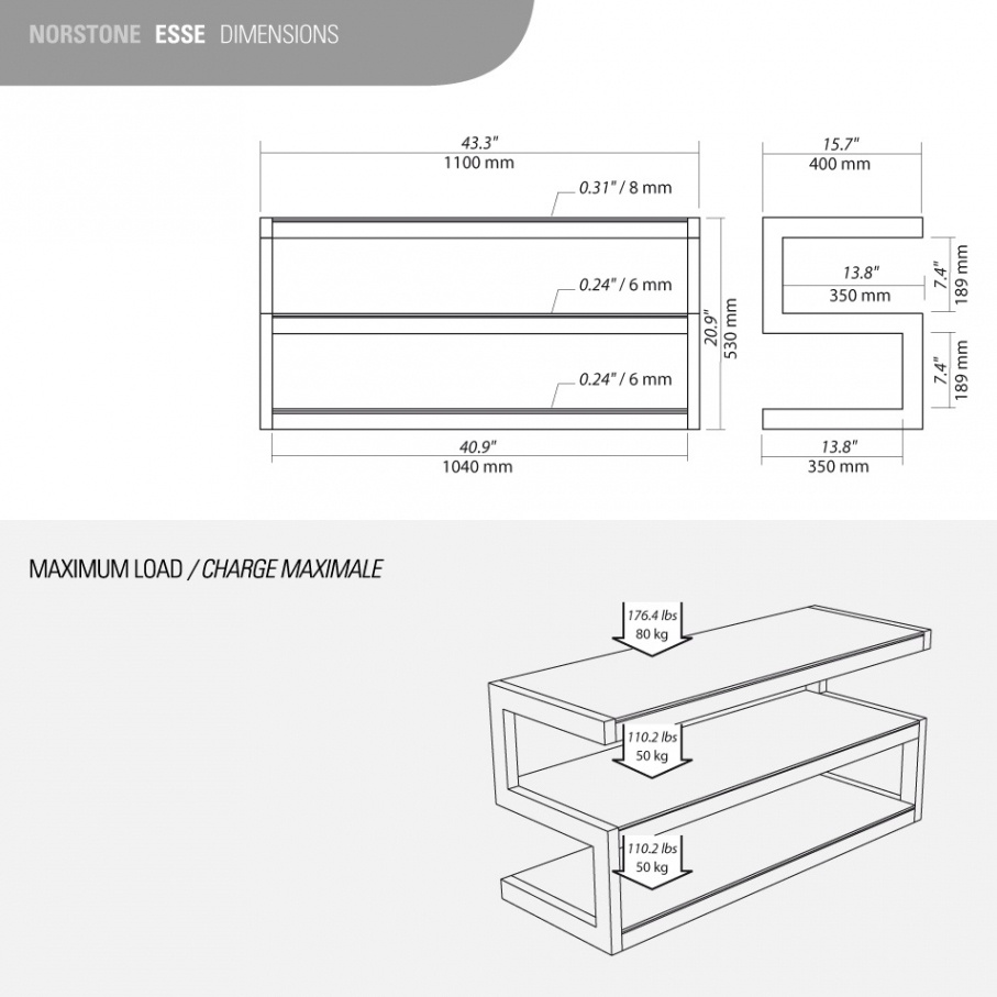 Norstone Esse AV Media-Rack, Satin-Schwarz / Satiniert