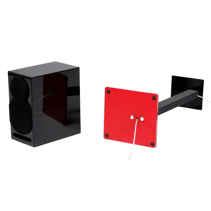 Norstone Esse Stand Lautsprecherständer, 61 cm hoch, mattschwarz mit rotem Fuß