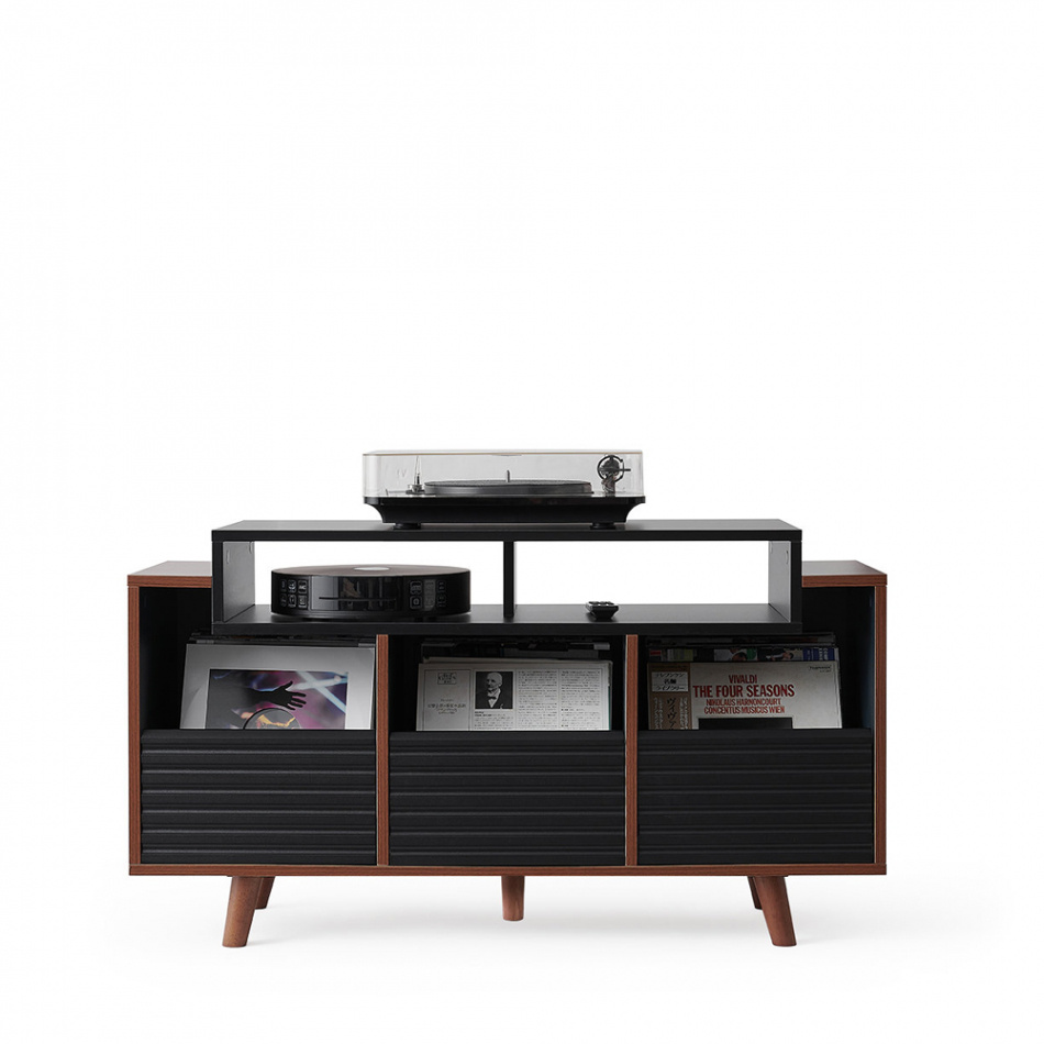 NorStone Oslo Vinyl 1200 Medienbank schwarz/Nussbaum