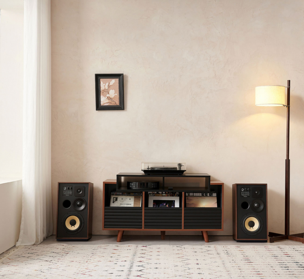 NorStone Oslo Vinyl 1200 Medienbank schwarz/Nussbaum