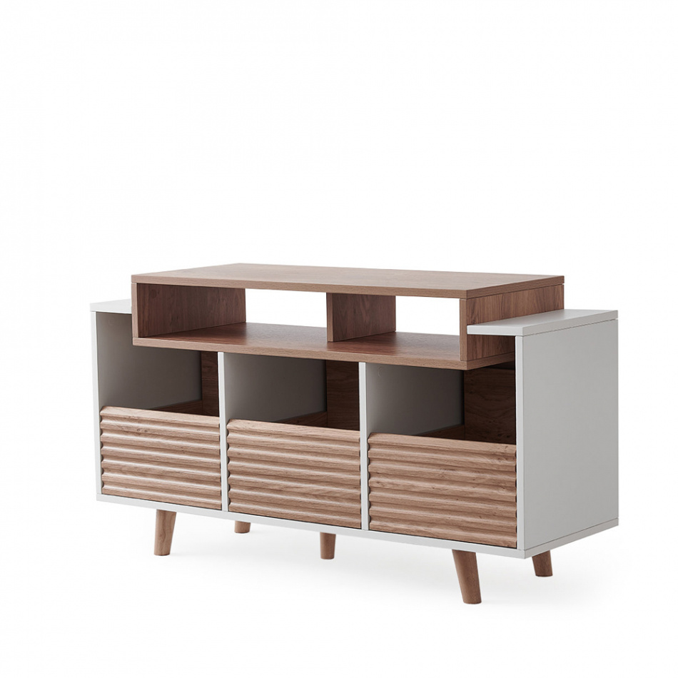 NorStone Oslo Vinyl 1200 Medienbank weiß/Eiche