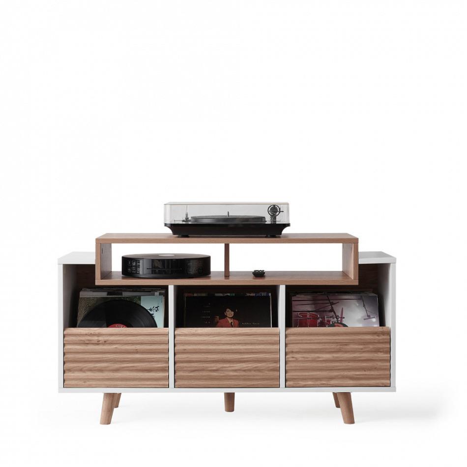 NorStone Oslo Vinyl 1200 Medienbank weiß/Eiche