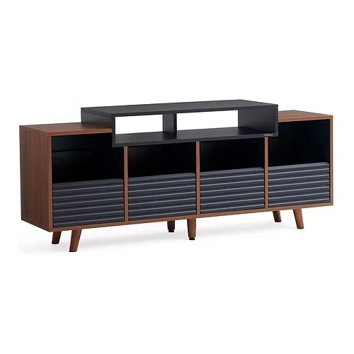 NorStone Oslo Vinyl 1600 Medienmöbel schwarz/Walnuss