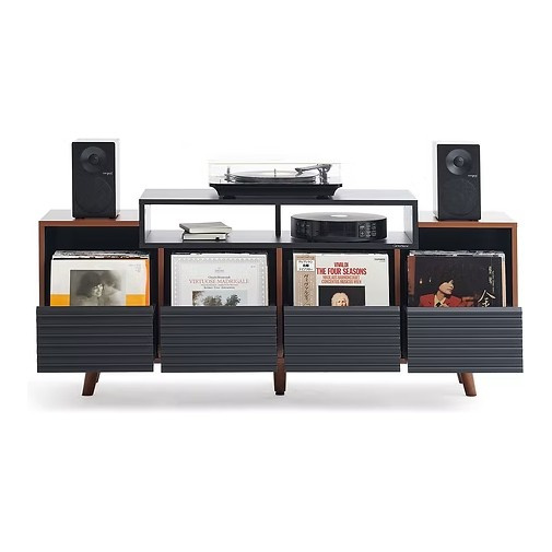 NorStone Oslo Vinyl 1600 Medienmöbel schwarz/Walnuss
