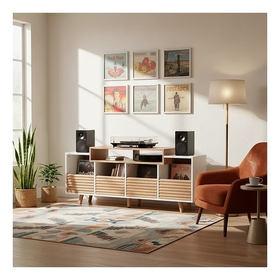 NorStone Oslo Vinyl 1600 Mediabank weiß/Eiche