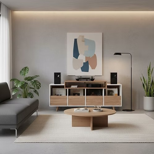 NorStone Oslo Vinyl 1600 Mediabank weiß/Eiche