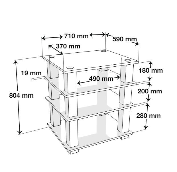 Norstone Square HiFi, Rack mit vier Ebenen