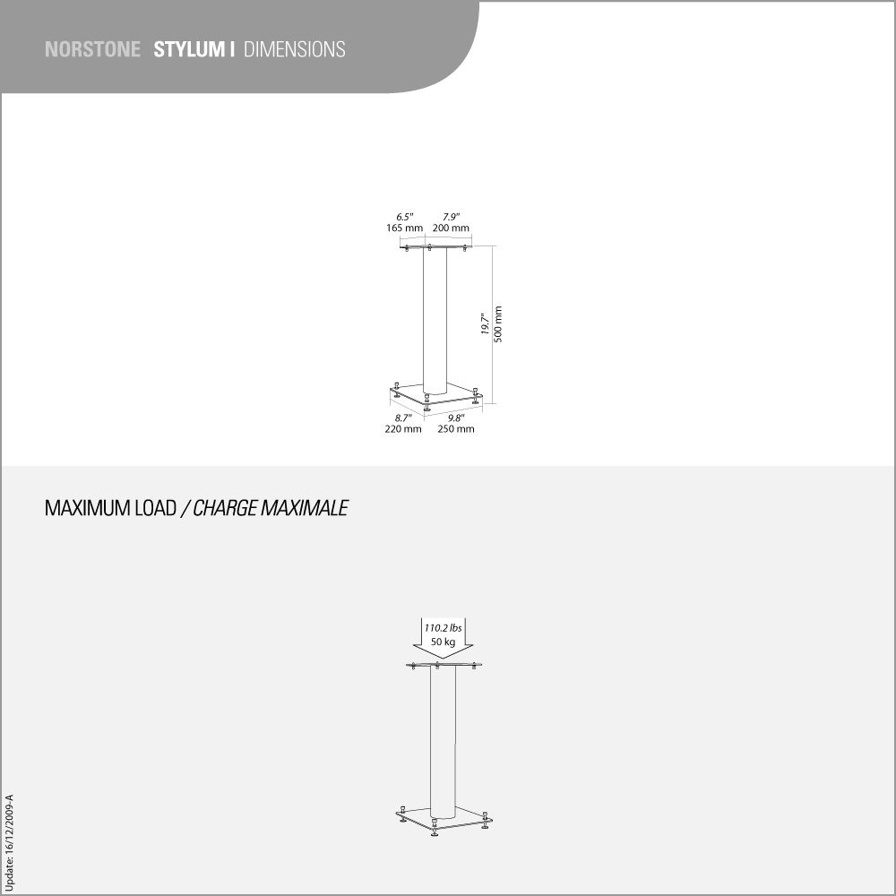 Norstone Stylum 1, Lautsprecherständer mattes Silber, 50 cm hoch