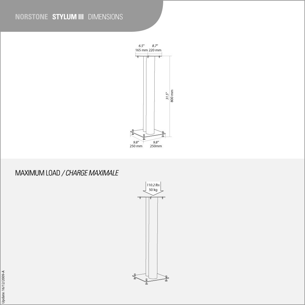 Norstone Stylum 3, Lautsprecherständer mattschwarz, 80 cm hoch