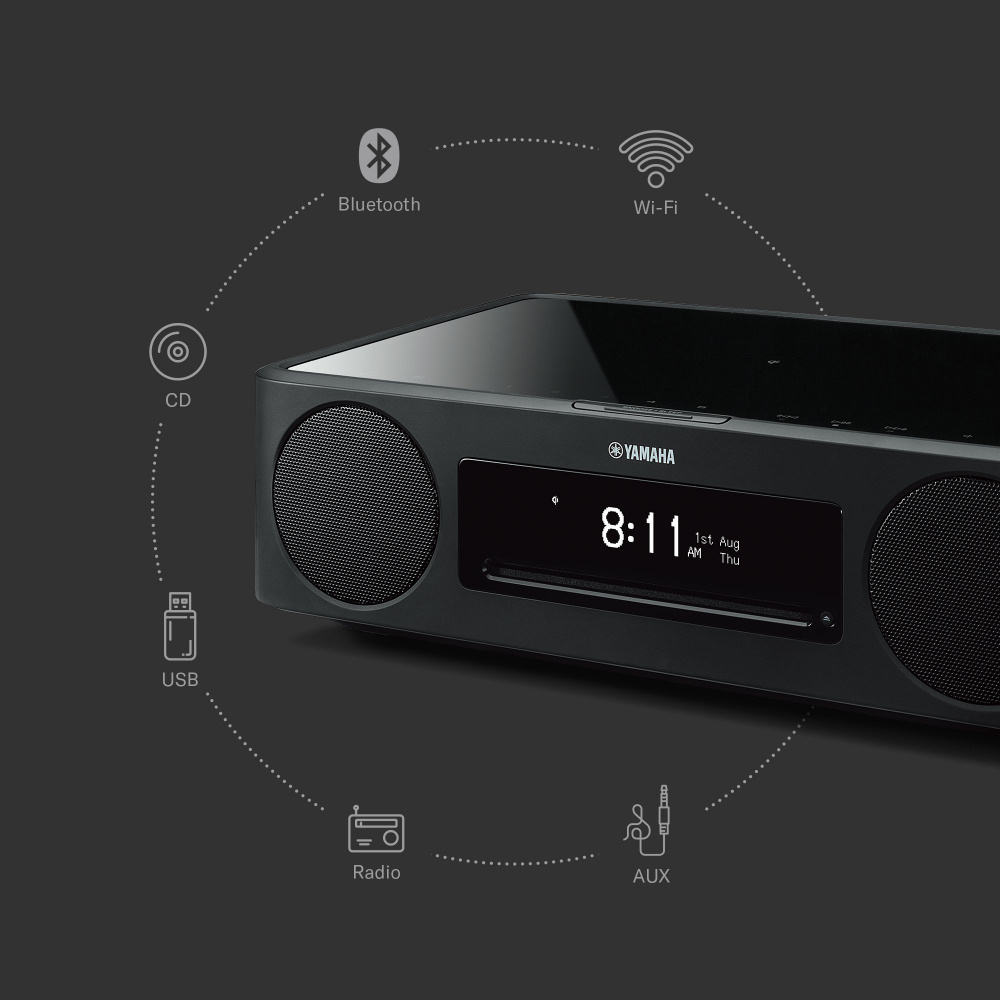 Yamaha MusicCast 200 Internetradio mit Wi-Fi, CD-Player & mehr, schwarz