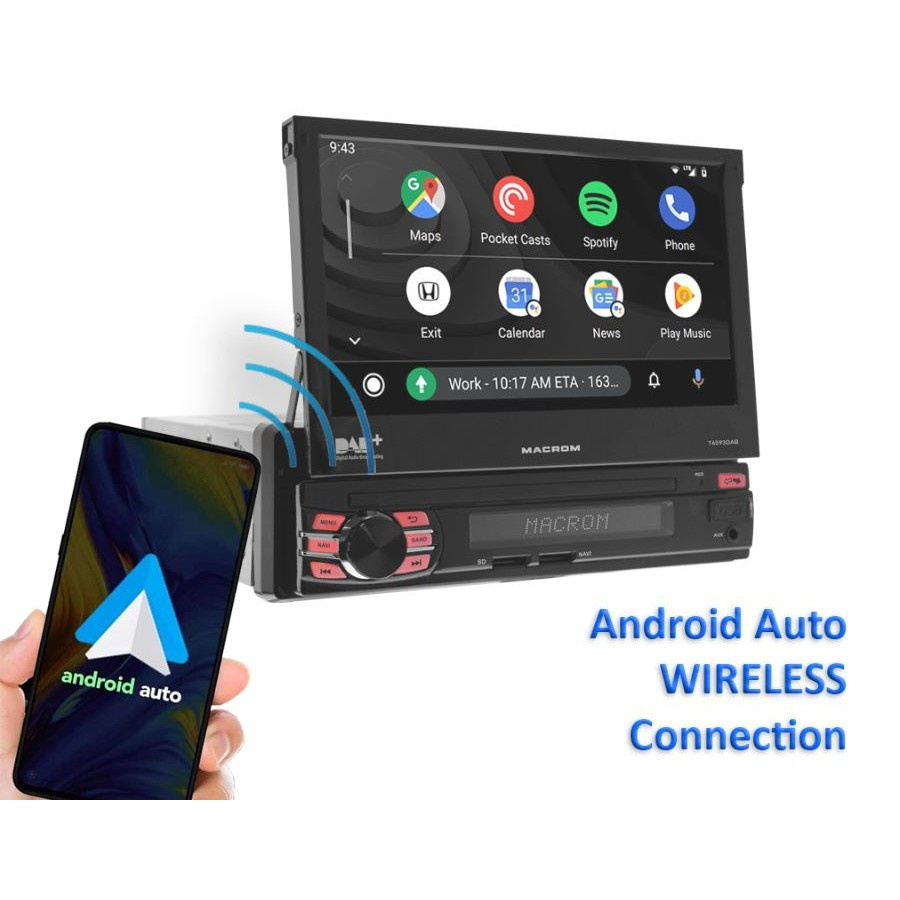 Macrom T6593DAB Autoradio mit motorisiertem Display, Android 13 & mehr