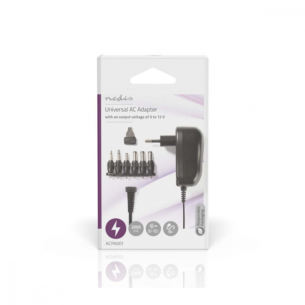 Nedis Universal-Netzadapter, 6 Steckaufsätze, 3-12V DC / 2.0A