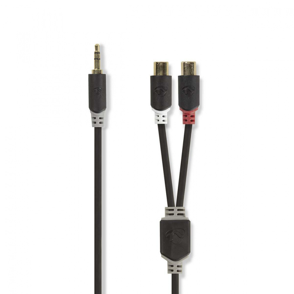 Nedis Stereo-Kabel, 1x 3,5-mm-Stecker auf 2x RCA-Buchse, 0,2 m