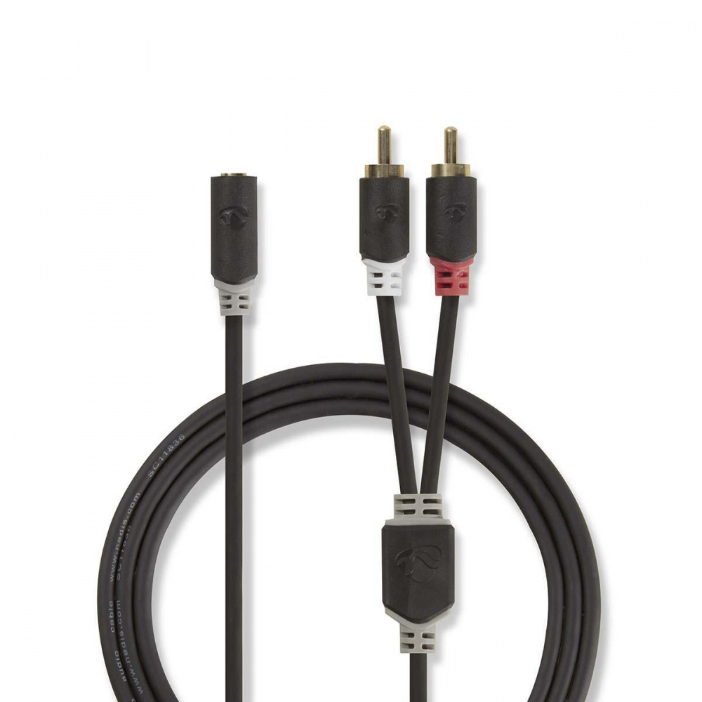 Nedis Stereo-Kabel mit 2x RCA-Stecker auf 1x 3,5-mm-Buchse, 0,2 m