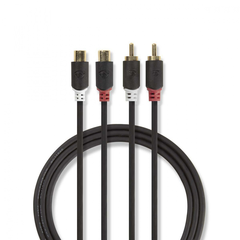 Nedis Verlängerungskabel Stereo RCA - Stecker-Buchse 2 Meter