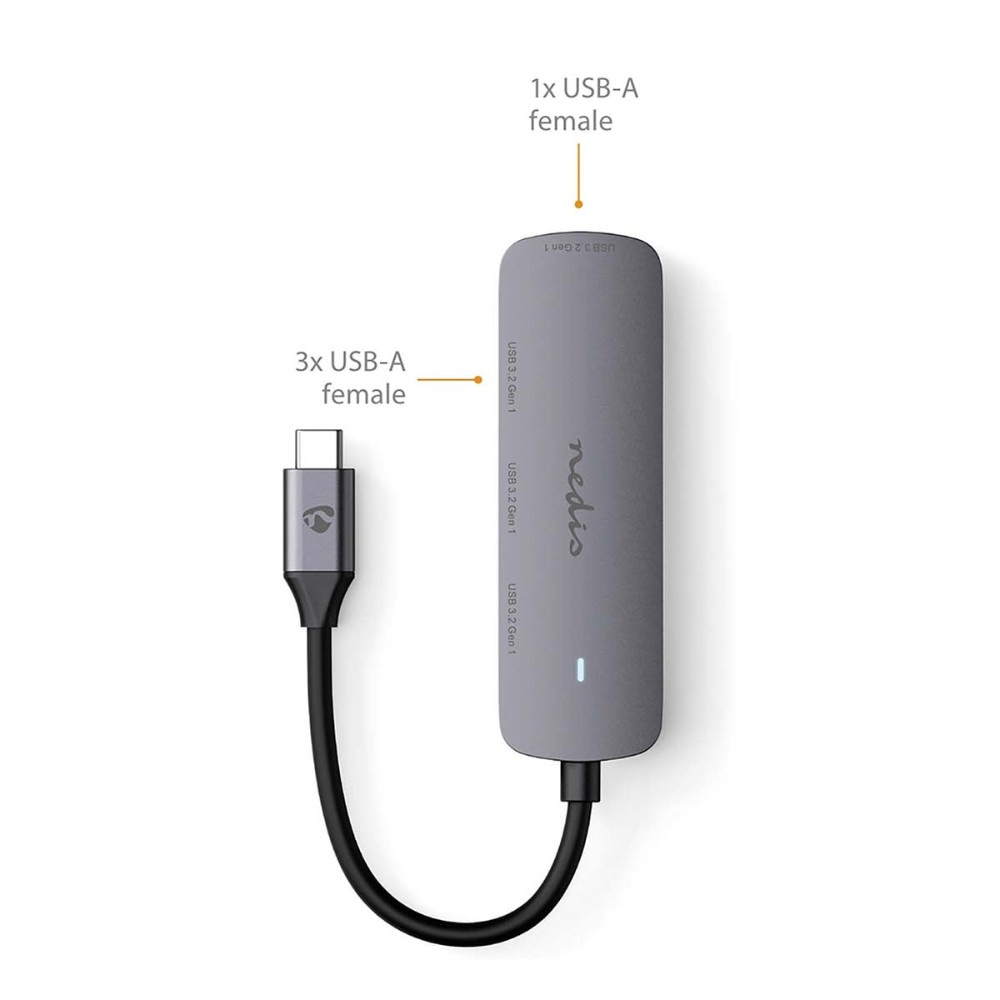 Nedis USB-C-Hub, 4 USB-A-Anschlüsse, 5 Gbit/s