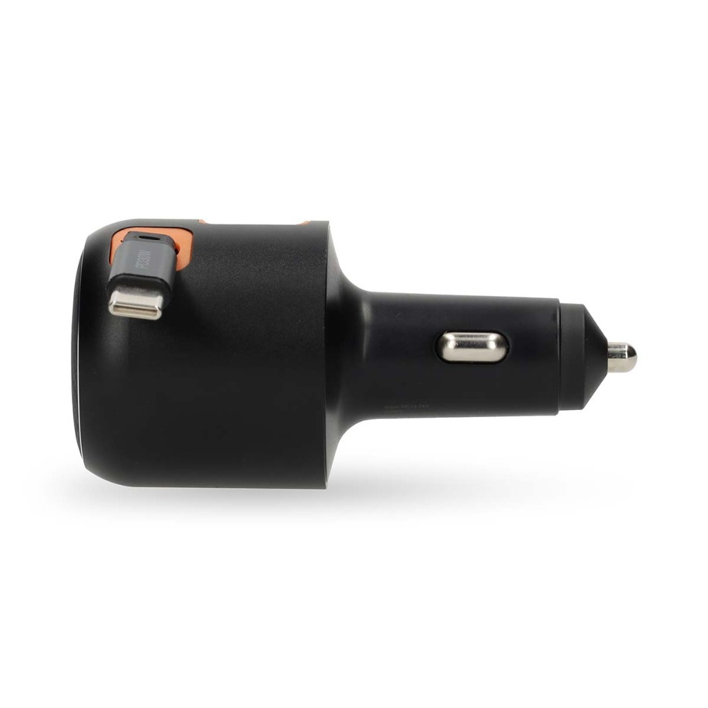 Nedis Kfz-Ladegerät mit ausziehbarem USB-C-Kabel und USB-A/C-Ausgängen