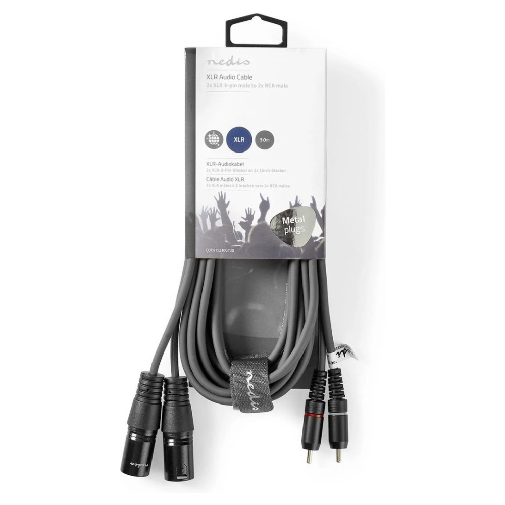Nedis XLR-Kabel, XLR-Stecker - RCA-Stecker 3 m