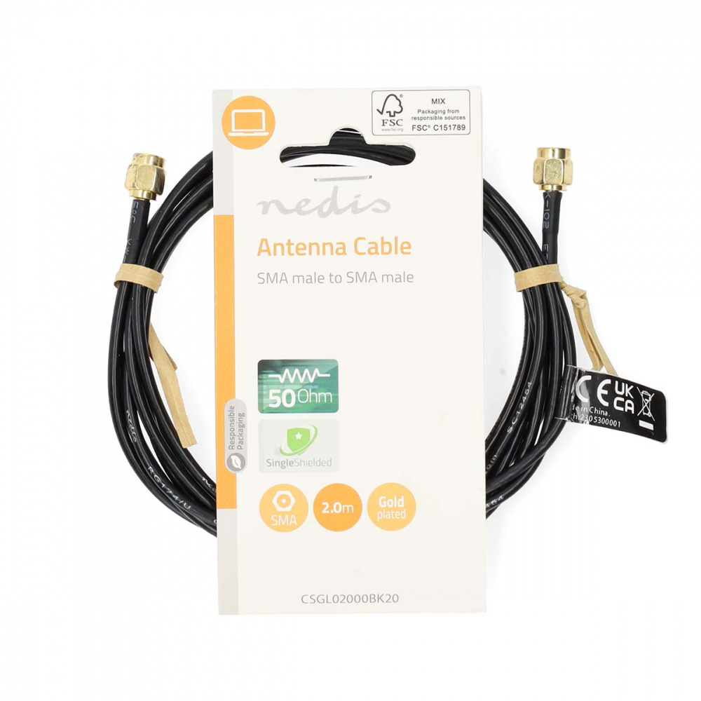 Nedis SMA-Antennenkabel Stecker-Stecker, 2 Meter, schwarz