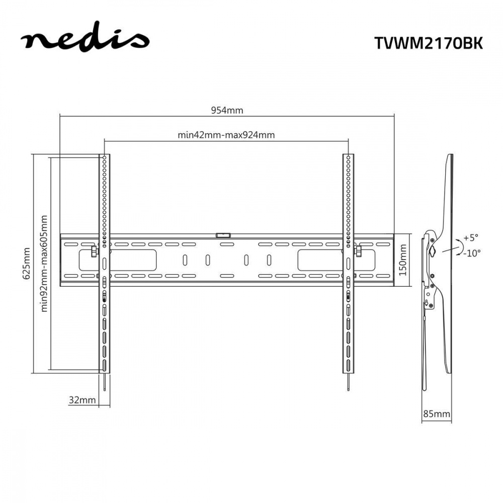 Nedis neigbarer TV-Wandhalterung, 60-100