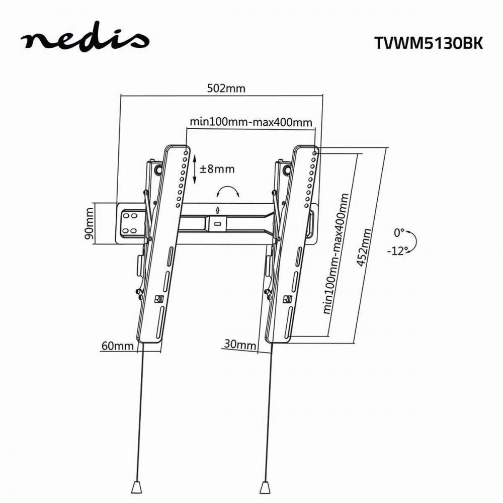 Nedis neigbarer TV-Wandhalterung für 32-55