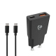 Nedis Wandladegerät mit USB-C-Kabel 20 W 1x USB-C 1x USB-A, schwarz Nedis Wandladegerät mit USB-C-Kabel 20 W 1x USB-C 1x USB-A, schwarz