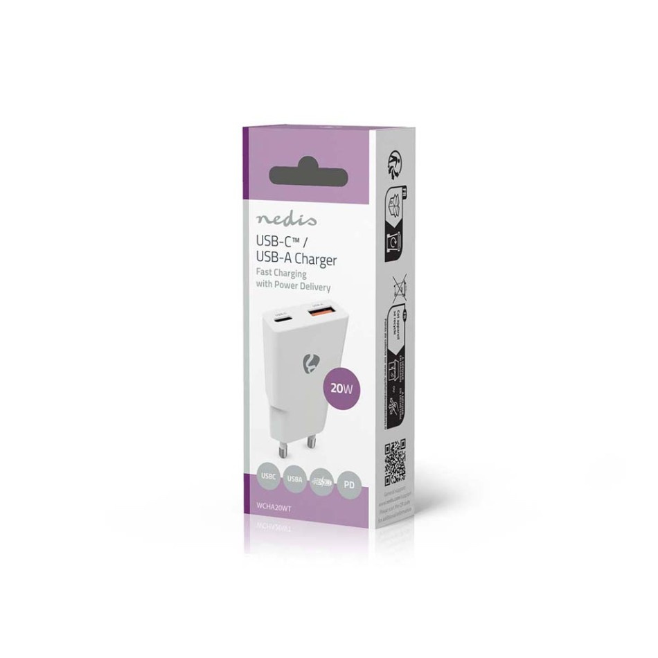 Nedis WCH-A20 GaN-Wandladegerät 20 Watt, weiß