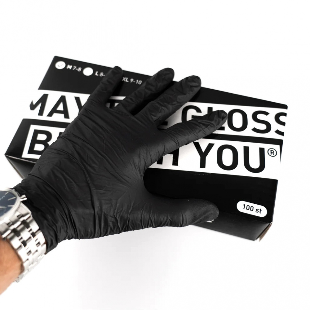 Tershine Nitrilhandschuhe, schwarz 100er-Pack, medium 7-8