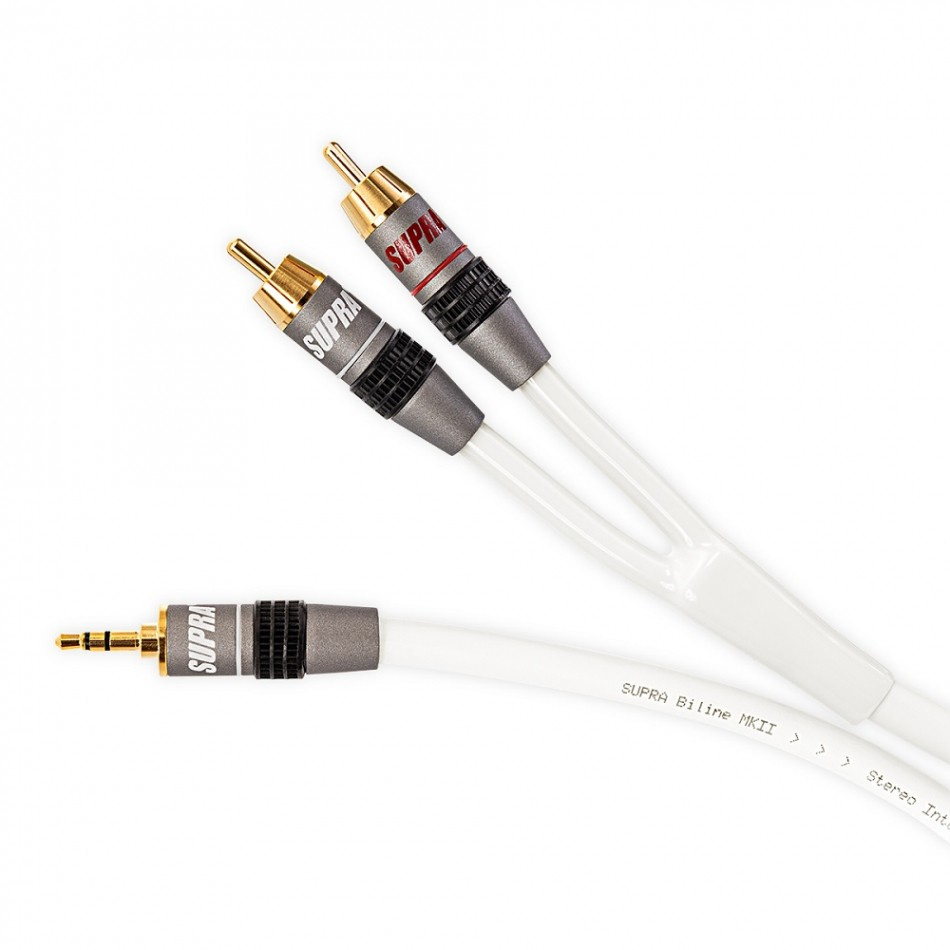 Supra BiLine-MP 3,5 mm - 2RCA weiß, 12 Meter
