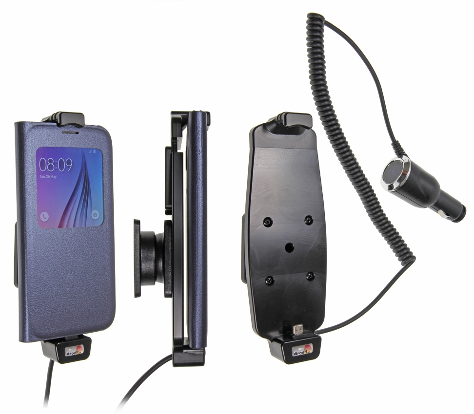 Brodit Aktiver Halter mit Zigarettenanzünderanschluss, Samsung Galaxy S6/S6 edge/S7