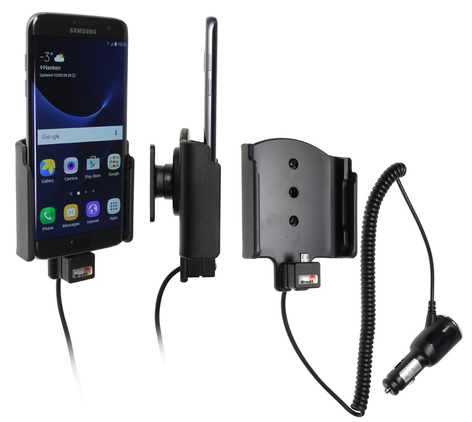 Brodit Aktivhalterung mit Zigarettenanzünderstecker, Samsung Galaxy S7 Edge