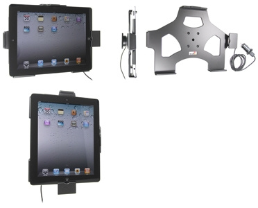 Brodit Aktivhalterung mit USB-Kabel und Zigarettenanzünder-Adapter, Apple iPad 2 (A1395, A1396, A1397)/3rd Gen (A1416, A1430, A1403)