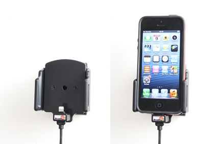 Brodit Aktivhalterung mit USB-Kabel und Zigarettenanzünder-Adapter, Apple iPhone 12 Mini/13 Mini/5/5C/5S/SE