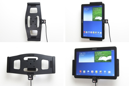 Brodit Aktivhalterung mit USB-Kabel und Zigarettenanzünder-Adapter, Samsung Galaxy Note 10.1 (2014 Edition) SM-P6000/SM-P6050