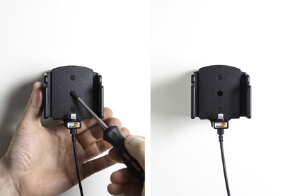 Brodit Aktivhalterung mit USB-Kabel und Zigarettenanzünder-Adapter, Apple iPhone 6/6S/7/8/SE 2nd Gen 2020/X/Xs