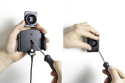 Brodit Aktivhalterung mit USB-Kabel und Zigarettenanzünder-Adapter, Apple iPhone 11/11 Pro/6 Plus/6S Plus/7 Plus/8 Plus/X/XR/Xs/Xs Max