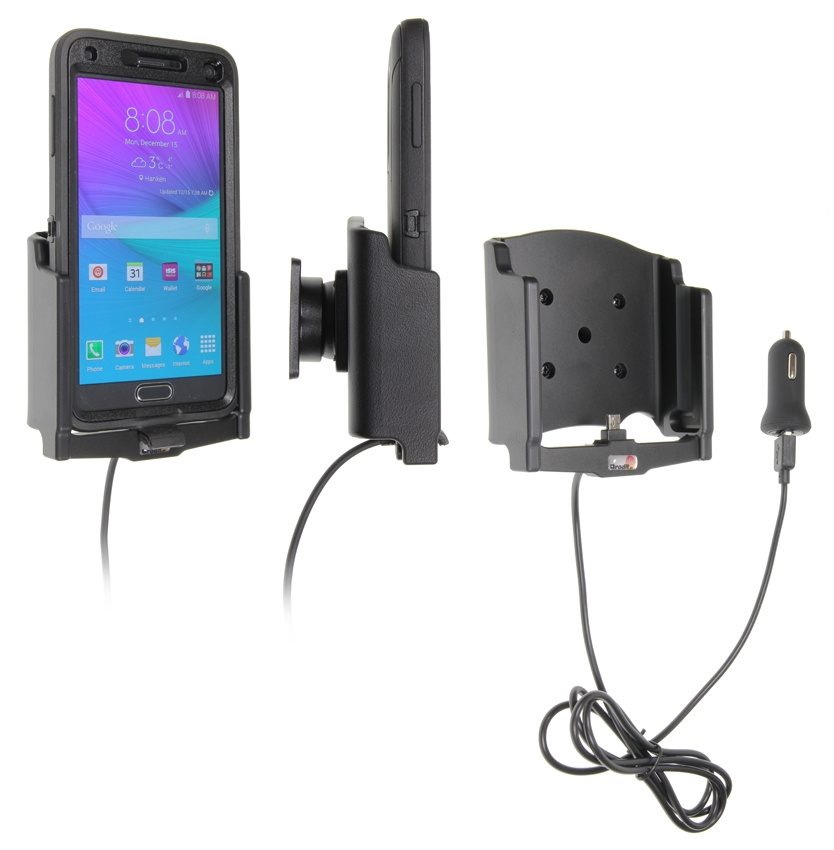 Brodit Aktivhalterung mit USB-Kabel und Zigarettenanzünder-Adapter, Samsung Galaxy Note 4