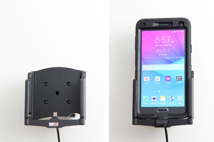 Brodit Aktivhalterung mit USB-Kabel und Zigarettenanzünder-Adapter, Samsung Galaxy Note 4