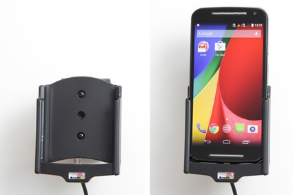 Brodit Aktivhalterung mit USB-Kabel und Zigarettenanzünder-Adapter, Motorola Moto G (2nd Gen)