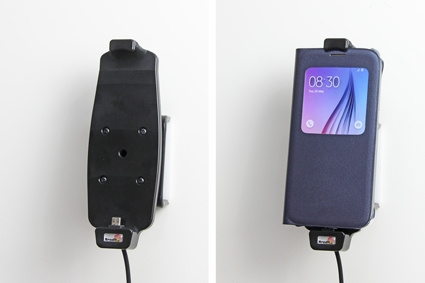 Brodit Aktivhalterung mit USB-Kabel und Zigarettenanzünder-Adapter, Samsung Galaxy S6/S6 edge/S7